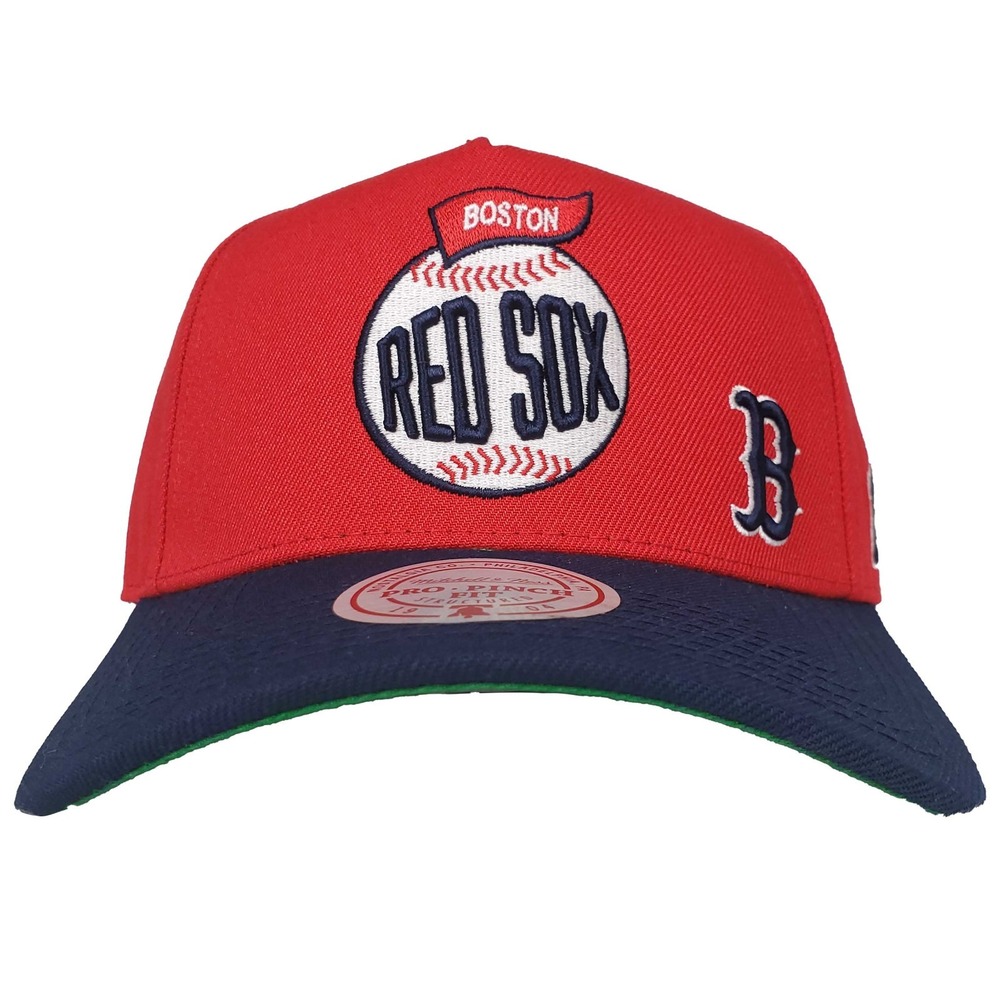 Boston Red Sox Topps x Mitchell & Ness MLB Pro Fit Snapback Hat Cap Red Navy NWT